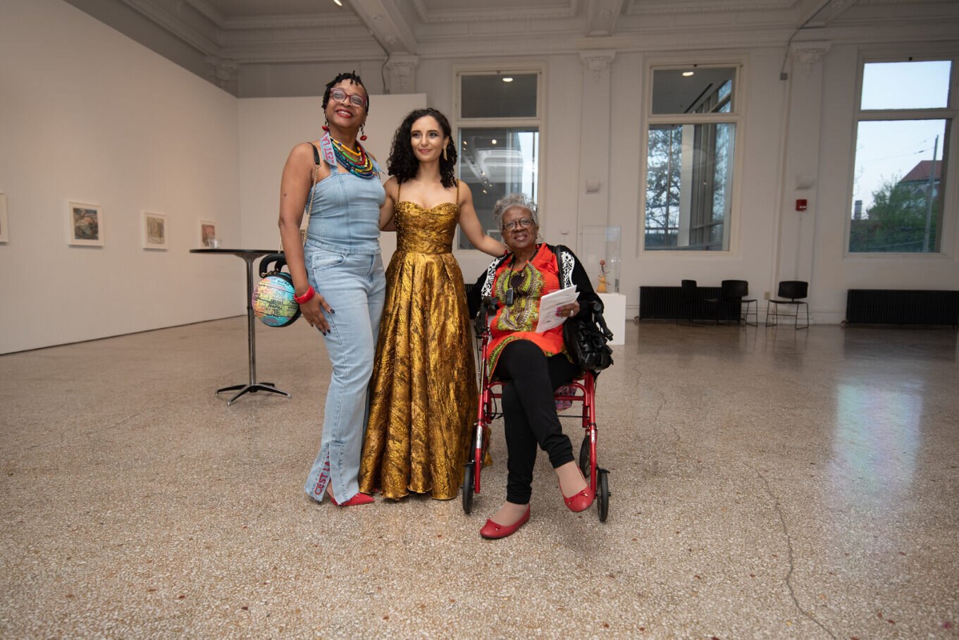 Duncanson Society Members, Quiera Levy-Smith and Dora George with 2023 Duncanson Artist-in-Residence, Anita Graef (cellist) photo Taft Museum of Art