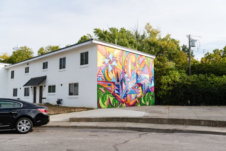 Cox was commissioned to help transform White Oak Townhomes (formerly Colonial Village apartments) in the Cincinnati neighborhood of Avondale.