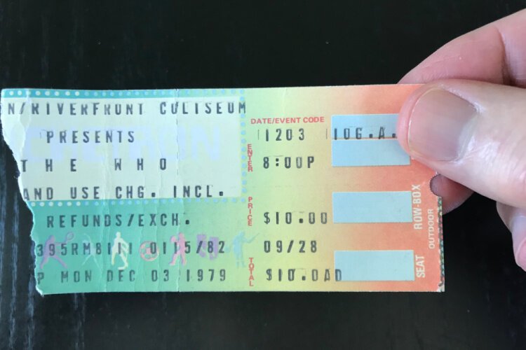 David's ticket stub from The Who 1979 concert in Cincinnati.