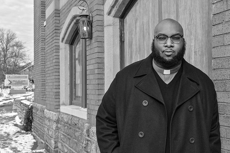 Rev. Derek Terry outside of St. Peter's UCC.