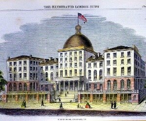 A rendering of the Burnet House in "The Illustrated London News."
