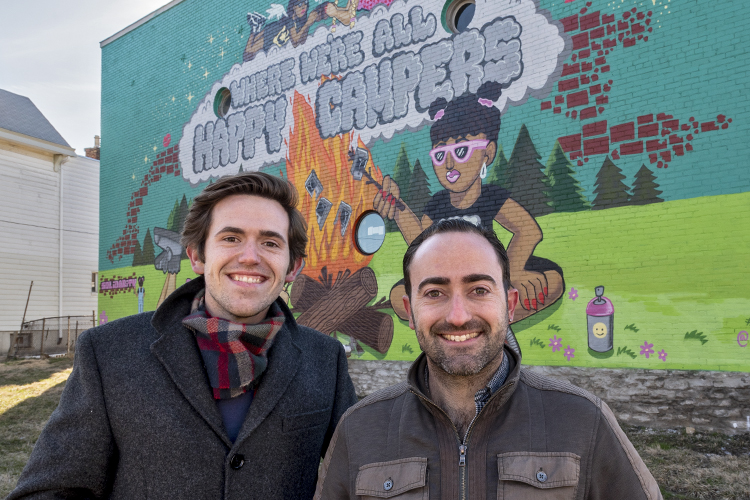 The Ferrari brothers outside of Mom 'N 'Em. 