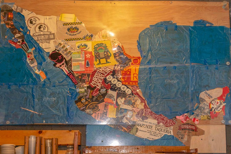 A map of Mexico made out of Cincinnati favorites at Mazunte.