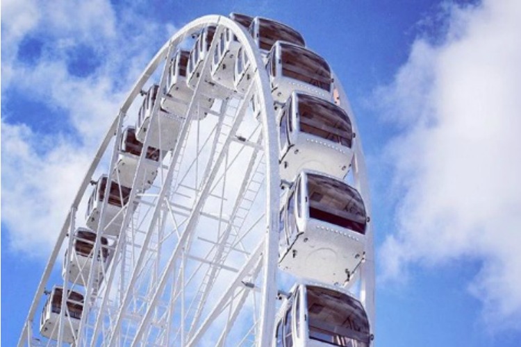 The SkyStar Ferris wheel overlooking the Ohio River.