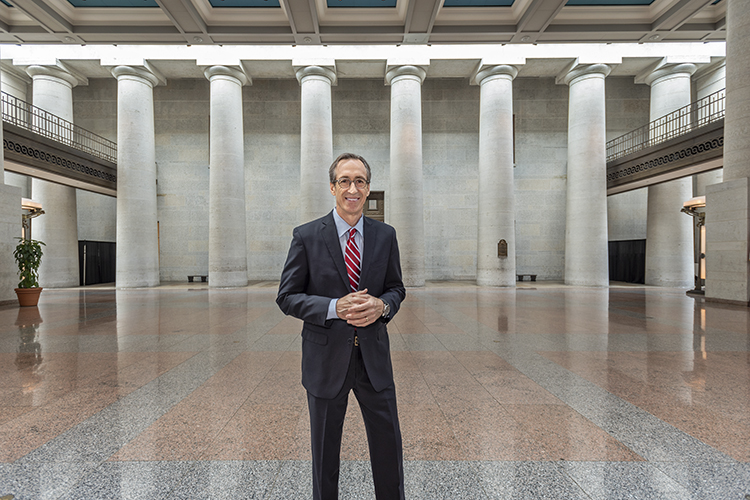 Charles Moses, Chairman, Capitol Square Foundation in the Ohio Statehouse Atrium. Photo by Gary Kessler.
