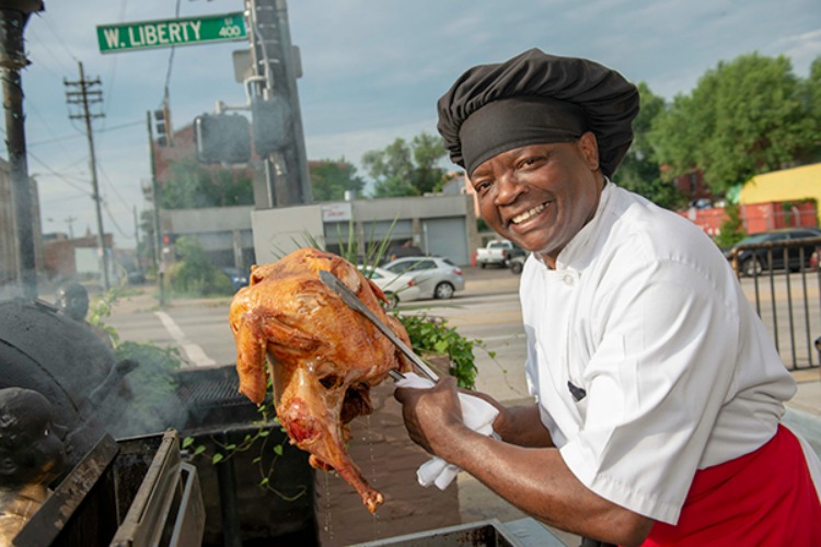 Smith deep fries a couple of thousand turkeys each Thanksgiving