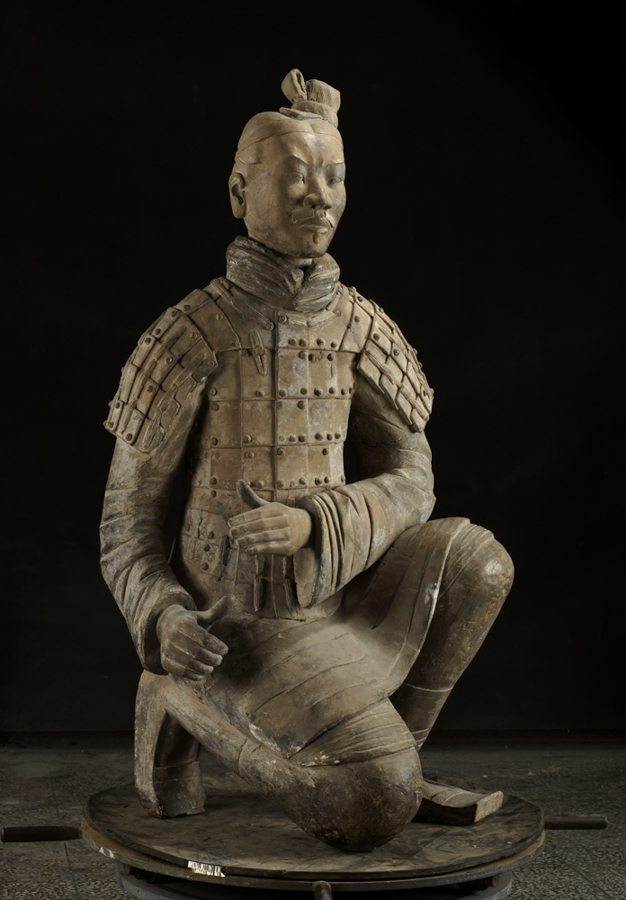Kneeling Archer, Qin dynasty (221–206 BC), earthenware, Excavated from Pit 2, Qin Shihuang’s Mausoleum, 1977, Emperor Qin Shihuang’s Mausoleum Site Museum