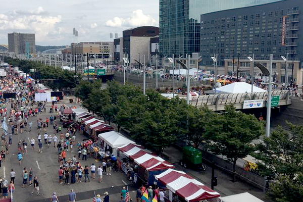 This year's Oktoberfest moved to an area between Second and Third streets between Walnut and Elm.