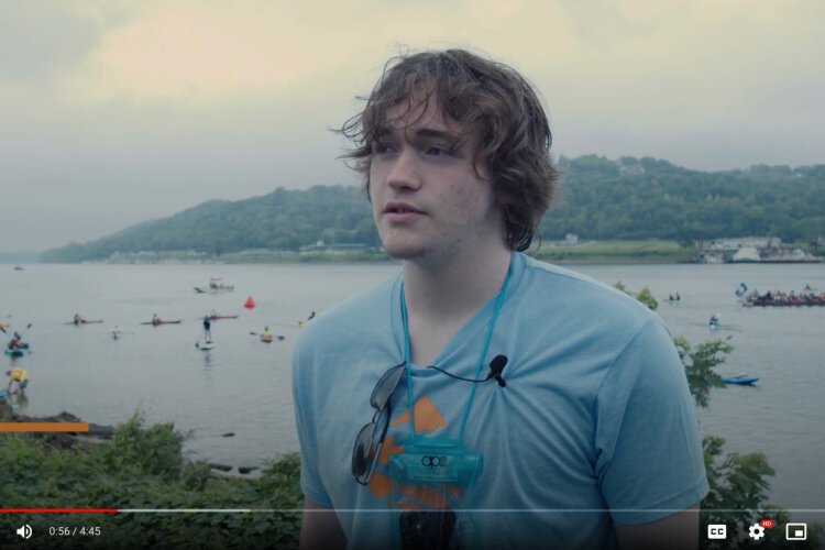 Adventure Crew youth during the annual Paddlefest event on the Ohio River as part of Soapbox's Amplifying Youth Voices series.