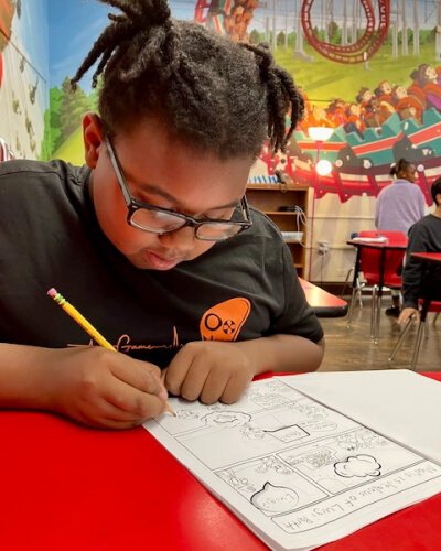 Holmes Middle School student at Camp Covington summer storytelling program.