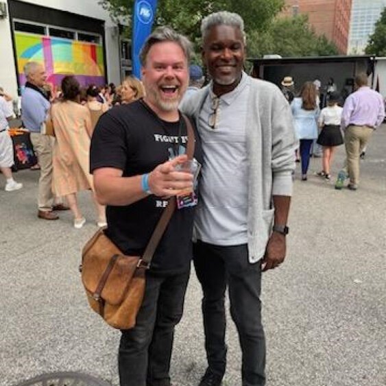 Writer/director Adam Stovall and OTRFF creative director tt stern-enzi at the 2022 festival.