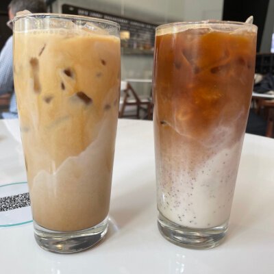 The Iced Honey Latte and the Dirty Chai Latte.