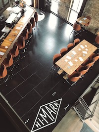 An aerial view of The Hi-Mark's bar area.