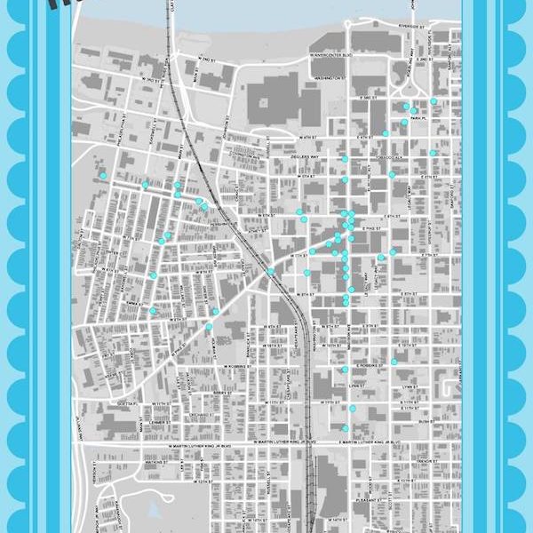 A map of the Look Here! photo locations in Covington.