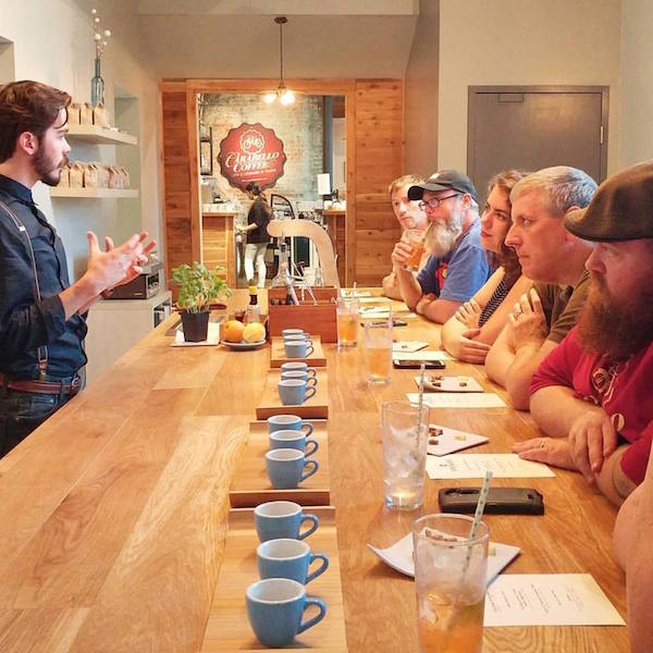 Customers learn the ins and outs of coffee at Carabello Coffee's new Analog Slow Bar.