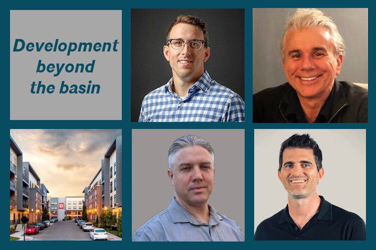 Top l to r: Ross Battoclette, Champlin Architecture, CHCURC and Michael Stehlin, Chief Building Official for Hamilton County; bottom l to r: Christopher Meyer, Port of Greater Cincinnati Development Authority and Dean Lutton, Reztark Design Studio