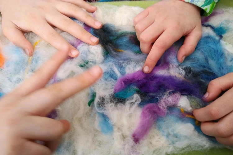 Felting at the Pleasant Ridge "Second Sunday" concert on Mother's Day.