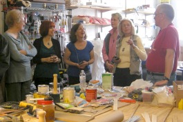 Essex artists admire Glen Carley's woodwork.