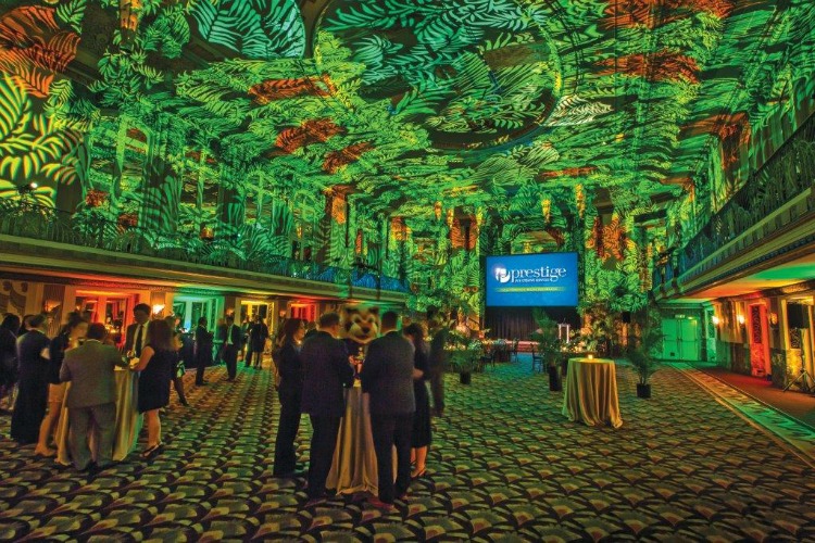 Prestige won the 2018 International Live Event Association WOW Best Technical Production Award for a project in the Hall of Mirrors at the Hilton Netherland Plaza Cincinnati.