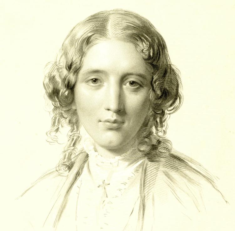 An illustration of Harriet Beecher Stowe in her early 20s.