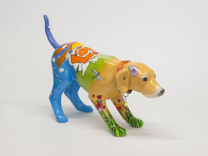 Mara McCalmont's sculpture, "Peter Max" Painted Pet, will be part of the Petcasso fundraiser.