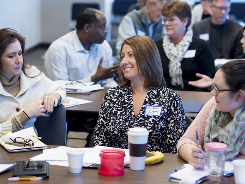 Michelle Rummel (center) of Cincinnati ToolBank on Jan. 10