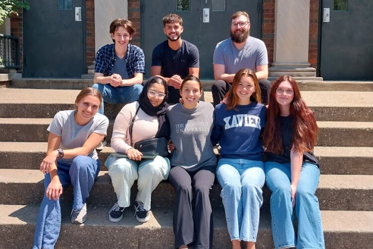 UREP 2025: Back row l to r:  Will Telesz / Ohio Wesleyan, Morgan Lopes / NKU, Dr. Joseph Bruns, instructor Wood Hudson. Front l to r:  Molly Eide / NKU, Alisha Syed / NKU, Emma Lykins / OSU, Abby Bocian / Xavier, Lilly Keith / NKU