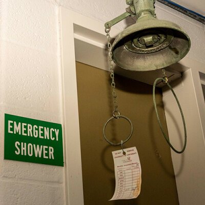 In case-of-emergency, shower in CT chemistry lab.