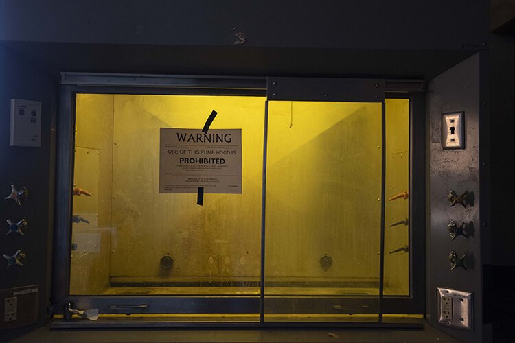 Fume hood from days of old, still has working lights.