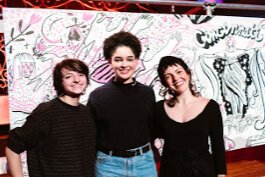 ArtWorks Youth Apprentices Oliver Orue and Ella Emanual and multi-media artist and illustrator Lizzy DuQuette. ArtWorks is seeking applicants for its new Jump Start program for up-and-coming artists to receive $5,000 stipends.