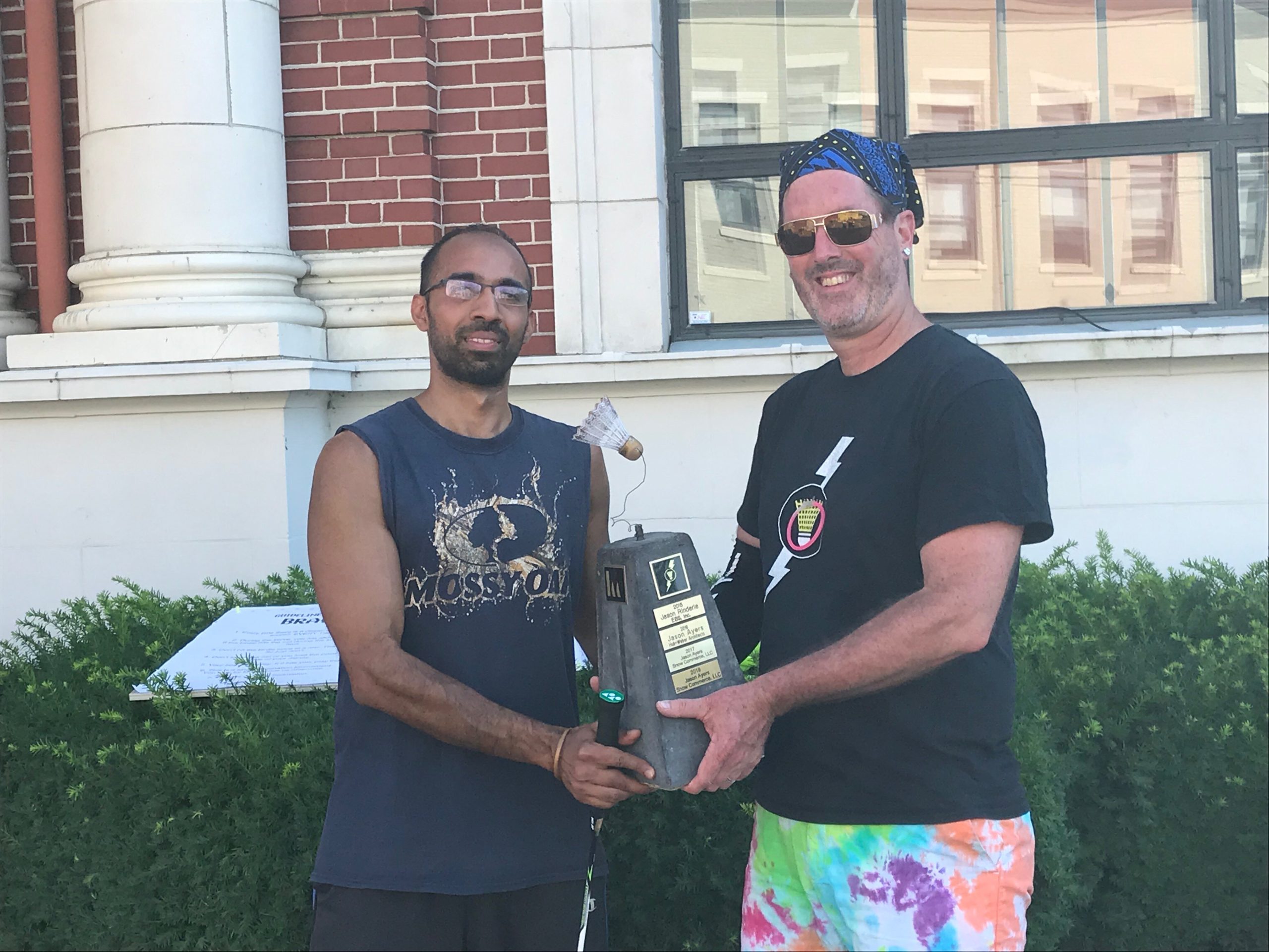 Rajesh receives the official trophy from Hub and Weber Principal, Jim Guthrie, which he may proudly display until next year’s challenge.